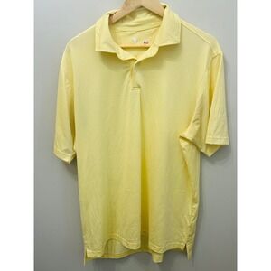 FG Tech Men's Performance Golf Polo Shirt Yellow Short Sleeve Made in USA Size L